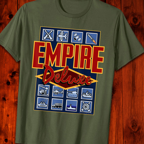 Empire Deluxe T-Shirt with Blue Icons, Classic 1990s Retro Gamer tee