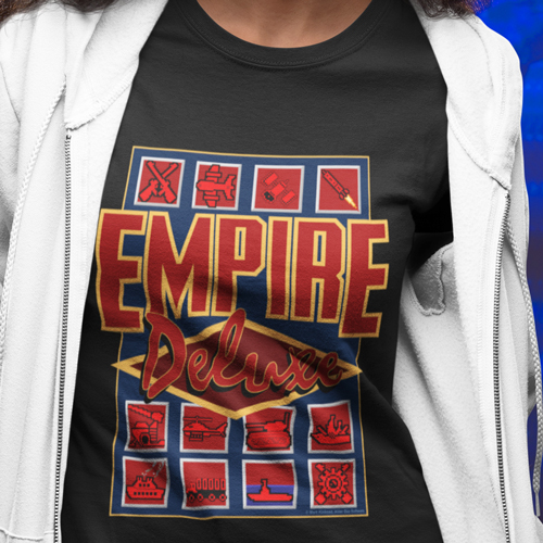 Empire Deluxe T-Shirt with Red Icons, Classic 1990s Retro Gamer tee