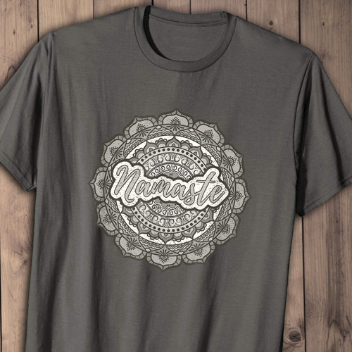 Namaste Tshirt with Monochrome design by The Mandala Girl