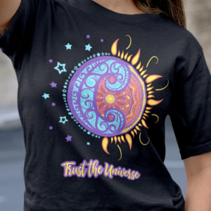 Trust The Universe Tshirt with Sun Moon Mandala