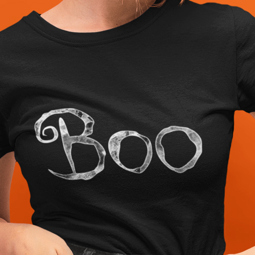Boo Halloween Tshirt - On Black Tee